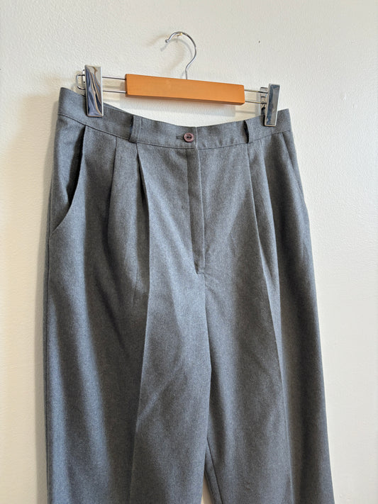 Vintage Grey Pleated Dress Pants