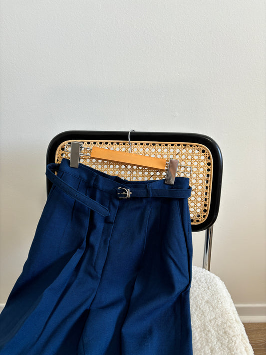 Vintage Blue Pleated Dress Pants