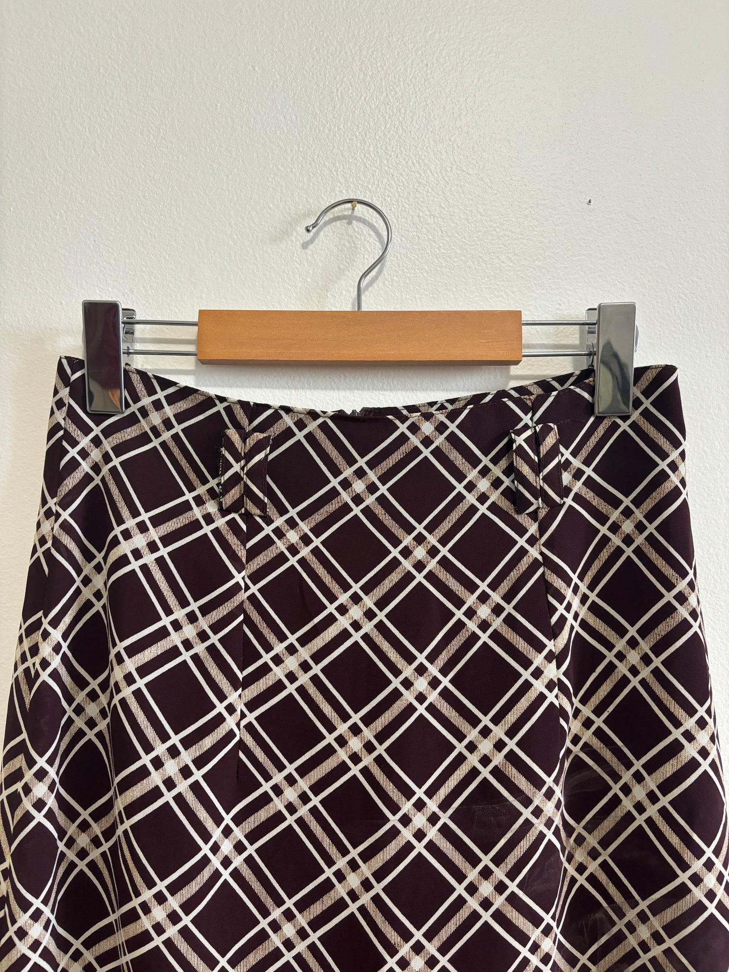 Vintage Long Brown Plaid Skirt