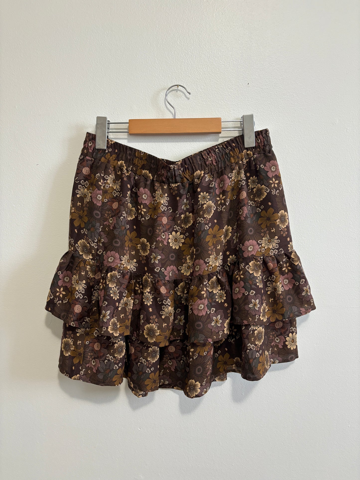 Vintage Mini Brown Floral Skirt