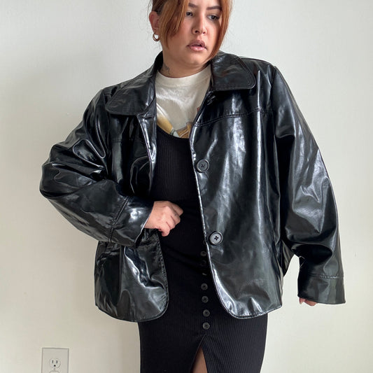 Vintage Shiny Leather Jacket