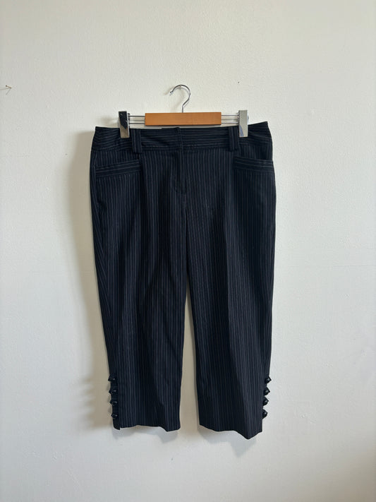 Vintage Pinstriped Black Capri Pants